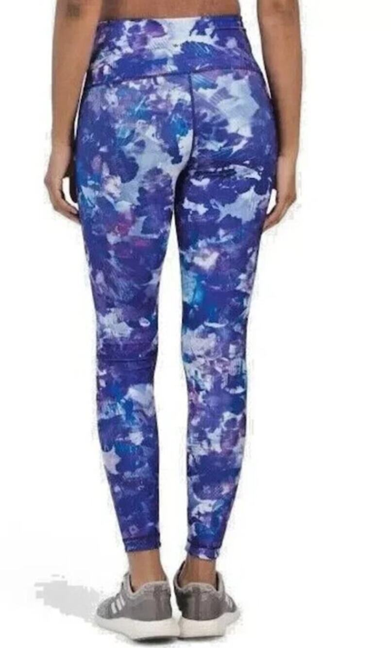 Peloton Reversible High Rise Leggings Womens M Blue Purple Floral Workout